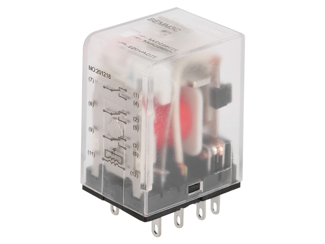 Relê Intermediário Bemm3c Eletromagnético 5a Ac220v 11 Pinos para Automação e Controle Elétrico