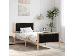 Vidaxl Estrutura da Cama Preto 90 X 190 Cm Madeira de Pinheiro Sólida