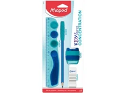 Conjunto Escolar MAPED Kidy Learn Concentration Régua, Lápis, Afia E Borracha Azul
