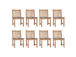 Cadeiras De Jardim 8 Pcs C/ Almofadões Madeira De Teca Maciça Dkd Home Decor