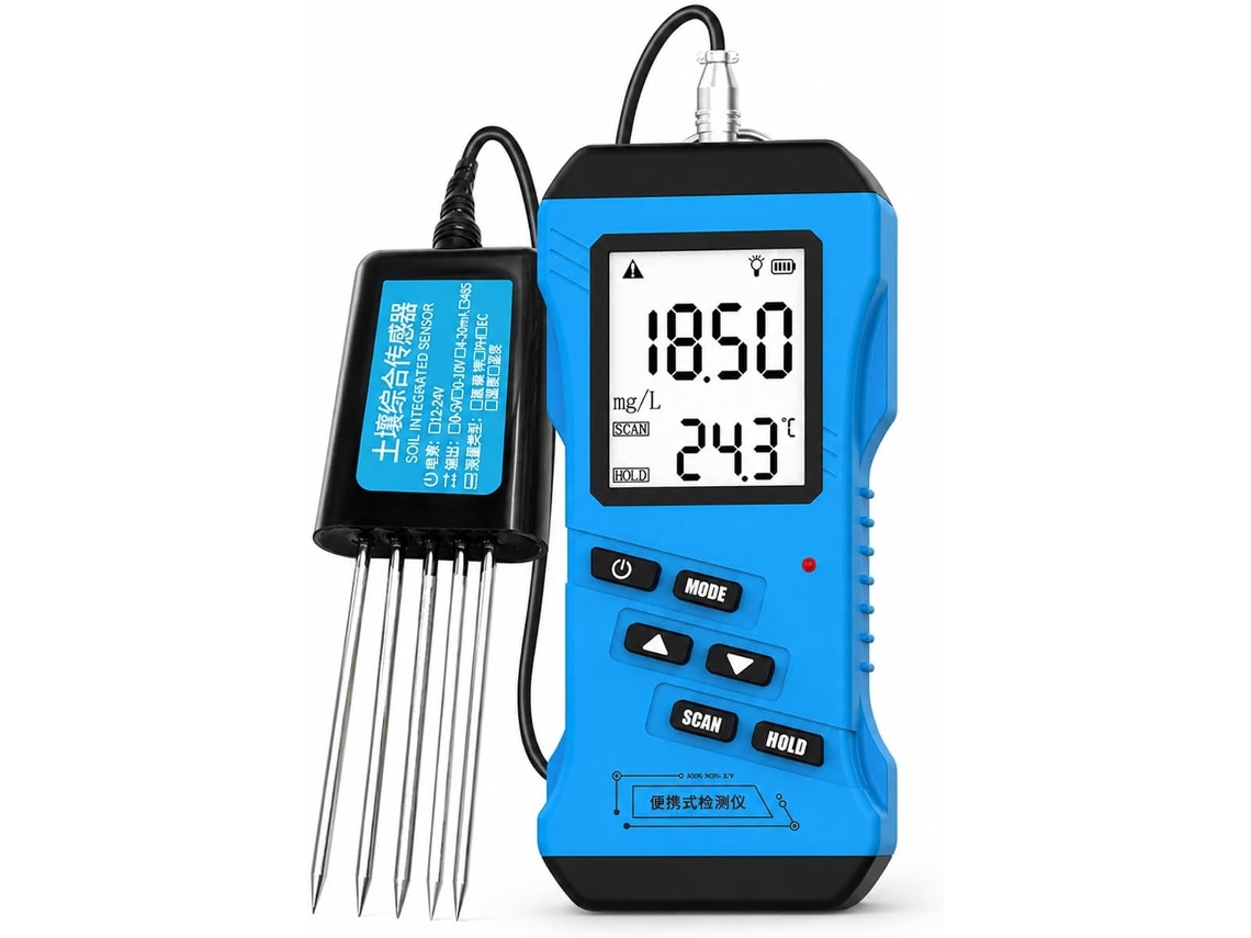 Analisador De Solo Digital 7em 1 Para Ph, Npk Nitrogênio, Fósforo, Potássio, Umidade, Nutrientes