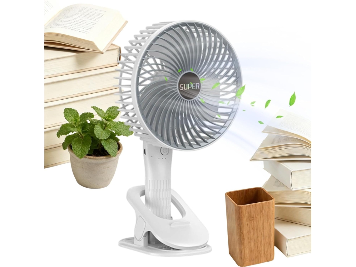 Ventilador De Mesa Mini Silencioso Recarregável Via Usb 8,07 Polegadas Com Luz | Ventiladores