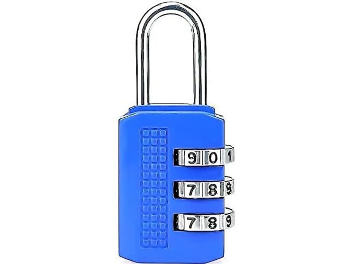 Candado de Combinación de 3 Dígitos Sin Llave, Resistente, Fácil de Configurar, para Maletas, Cajas Mini, Gimnasio, Azul