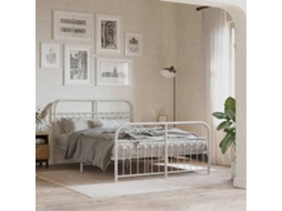 Vidaxl Estrutura De Cama Com Cabeceira E Pés 140x200 Cm Metal Branco