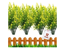 12 buquês de flores artificiais UV resistentes, amarelo | S/MARCA