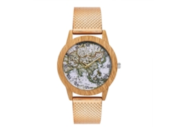 Reloj De Pulsera Unisex De Cuarzo Con Correa De Malla Redonda Dial Oro Rosa Zhoulianfa