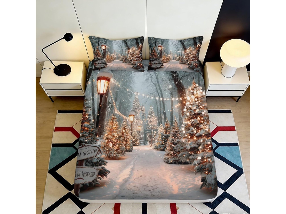 Conjunto de Cama com Estampa 3d Floresta em Microfibra Fronha 200x25cm