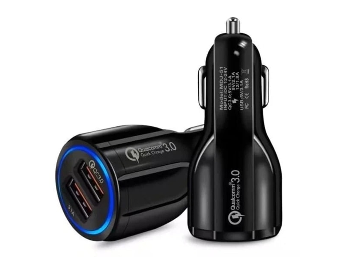 Carregador Veicular Usb De Carregamento Rápido - Compatível Com / - Preto