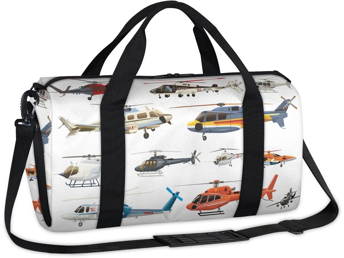 Bolsa Esportiva com Estampa de Helicóptero Tecido Poliéste 45 X 21 5 23 Cm Helicópte Pa Design Du