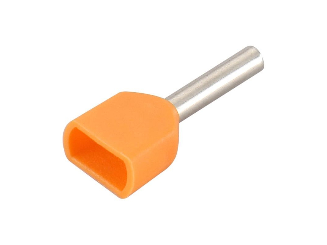 Conector de Crimpagem de Cobre AWG 22/0,5mm², Terminal de Cabo, Ferrule Isolado, Laranja, Te0508, Pacote 200 com S/MARCA