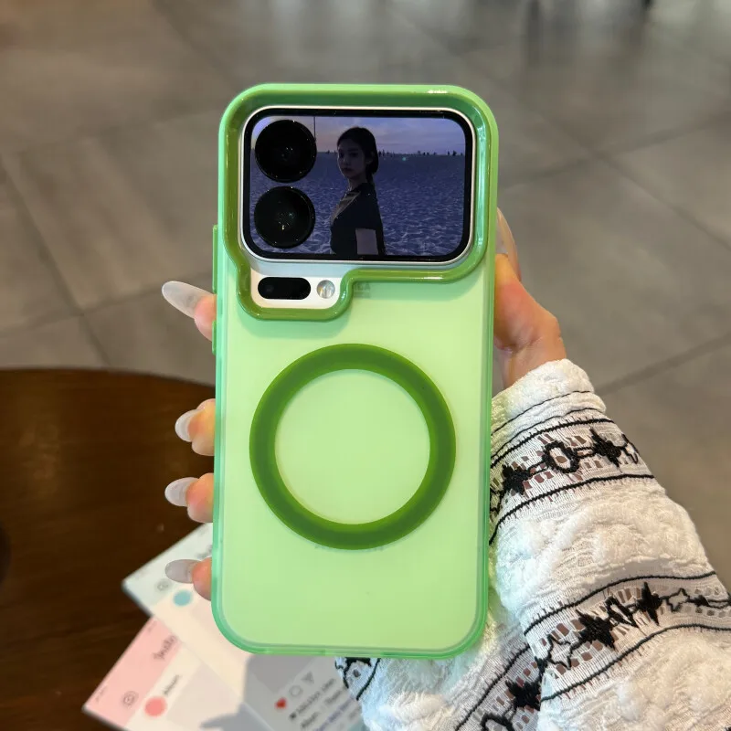 Capa Protetora Transparente Fosca Magsafe Candy (verde Xiaomi 15 Ultra), Com Carregamento Sem Fio Magnético.