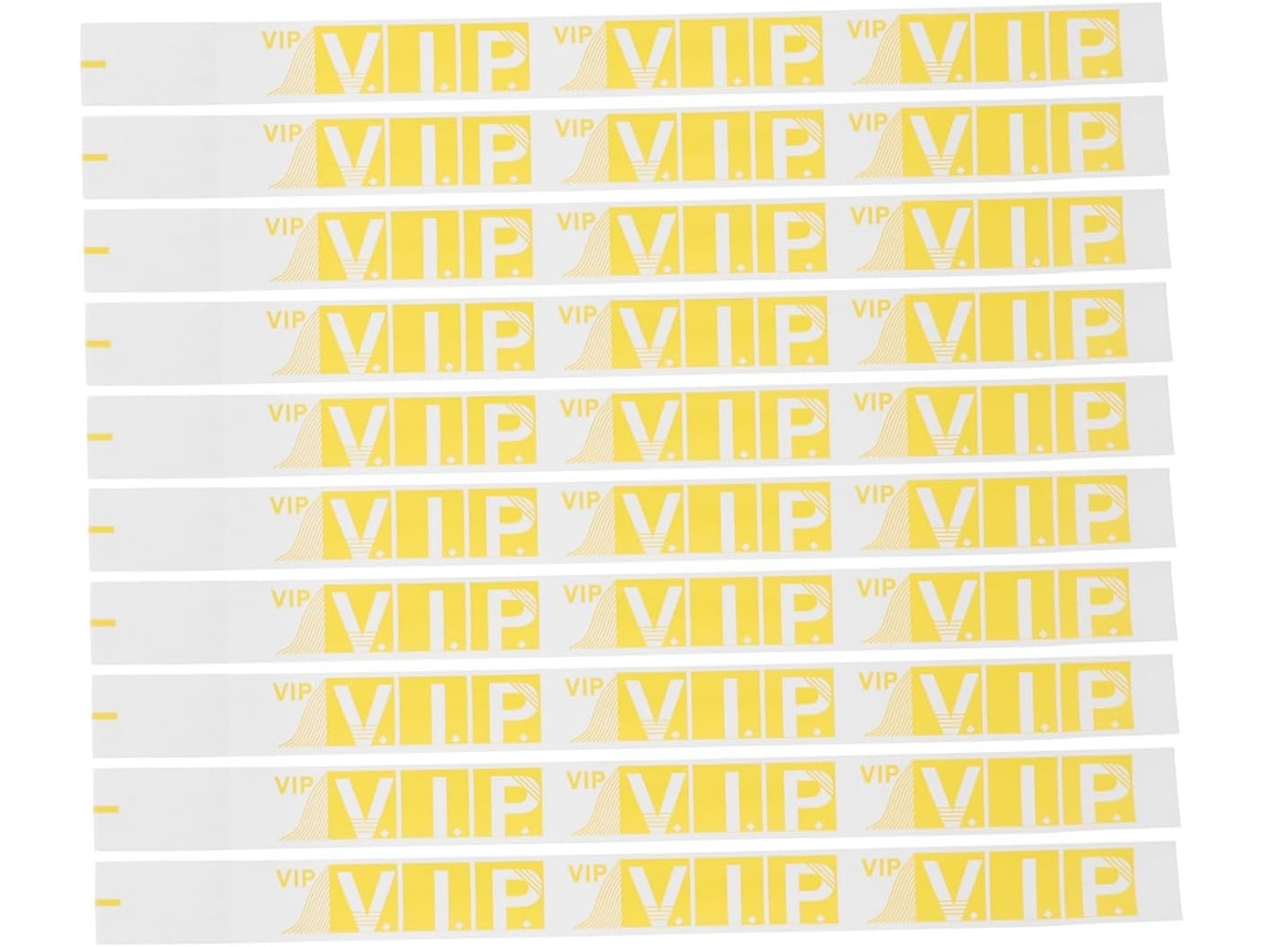 Pulseiras VIP feitas de papel sintético macio, pacote com 100 unidades para festas.