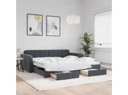 Vidaxl Sofá-cama C/ Gavetão E Gavetas 100x200cm Veludo Cinzento-escuro