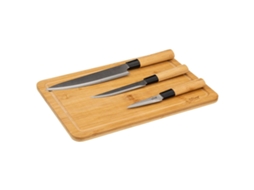 Tábua de Cortar com 3 Facas para Cozinha Conjunto Bambu NORTHIX