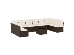 Conjunto de 11 Sofás de Jardim C/ Almofadões Vime Pe Castanho MAISON EXCLUSIVE (11 pcs)