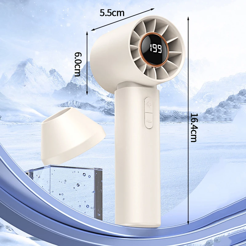 Mini Ventilador Turbo Recarregável, Usb, Exterior, Display Led MDUG
