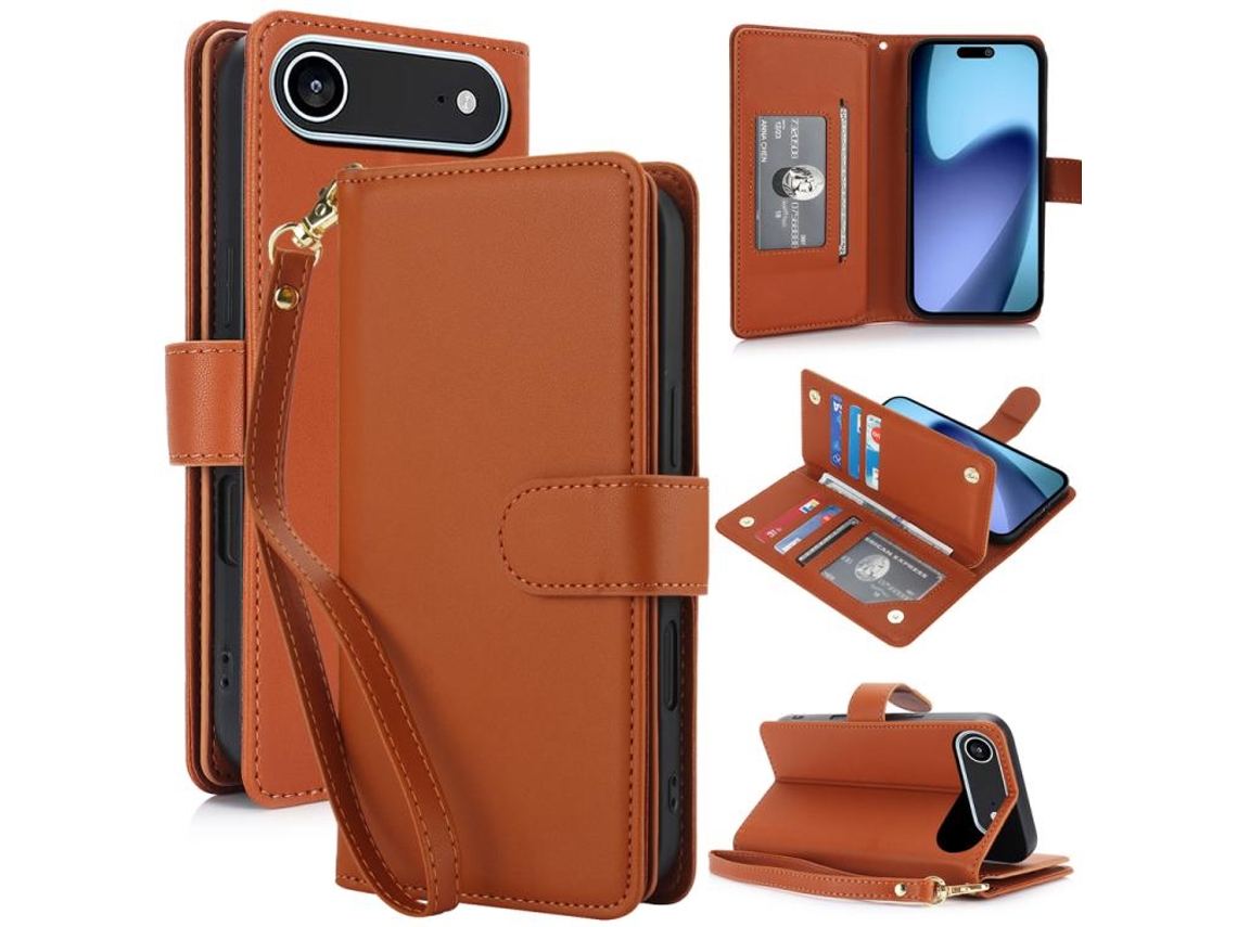Capa Carteira De Couro Para Iphone Air - Com Rfid - Para Vários Cartões