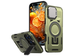 Capa Para Iphone 17 Pro Max Suporte Tampa Lente Robusta Magnético Verde Czhhmart