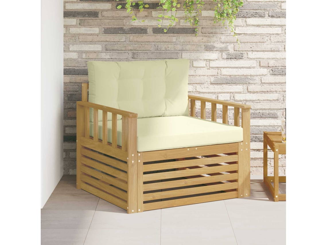 Vidaxl Sofá Exterior Poliéster Branco E Creme
