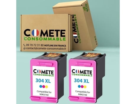 304Xl Pacote de 2 Cartuchos de Tinta Compatíveis com Cores Hp 304 Xl para Cartucho Hp 304 COMETE CONSOMMABLE