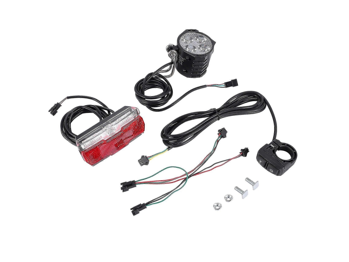 Conjunto Lâmpadas Dianteira E Traseira E Bike 36v 60v Com Alto Falante Integrado