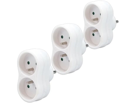 Pack 3 Multiprises Waytex Monobloco 2 Fêmeas Schuko 16a Proteção Para Crianças Interior