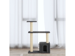Vidaxl Árvore P/ Gatos C/ Postes Arranhadores Sisal 70 Cm Cinza-escuro