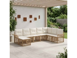 Vidaxl Conjunto De Sofás Para Exterior 8 Unid. Natural E Branco Creme