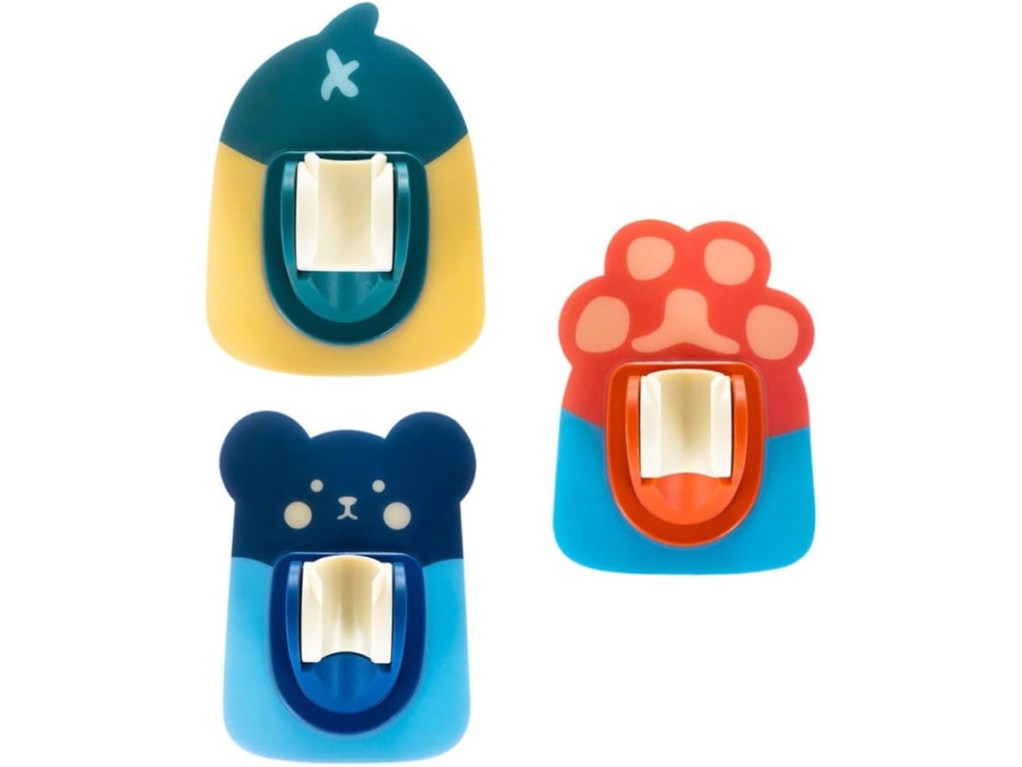 Childweet Conjunto De 3-suportes Ajustáveis Para Chuveiro Com Adesivo Resistente Montagem Na Parede Desenho Animado