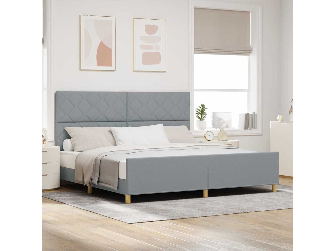 Vidaxl Estrutura Da Cama Cinzento-claro 200 X 200 Cm Tecido