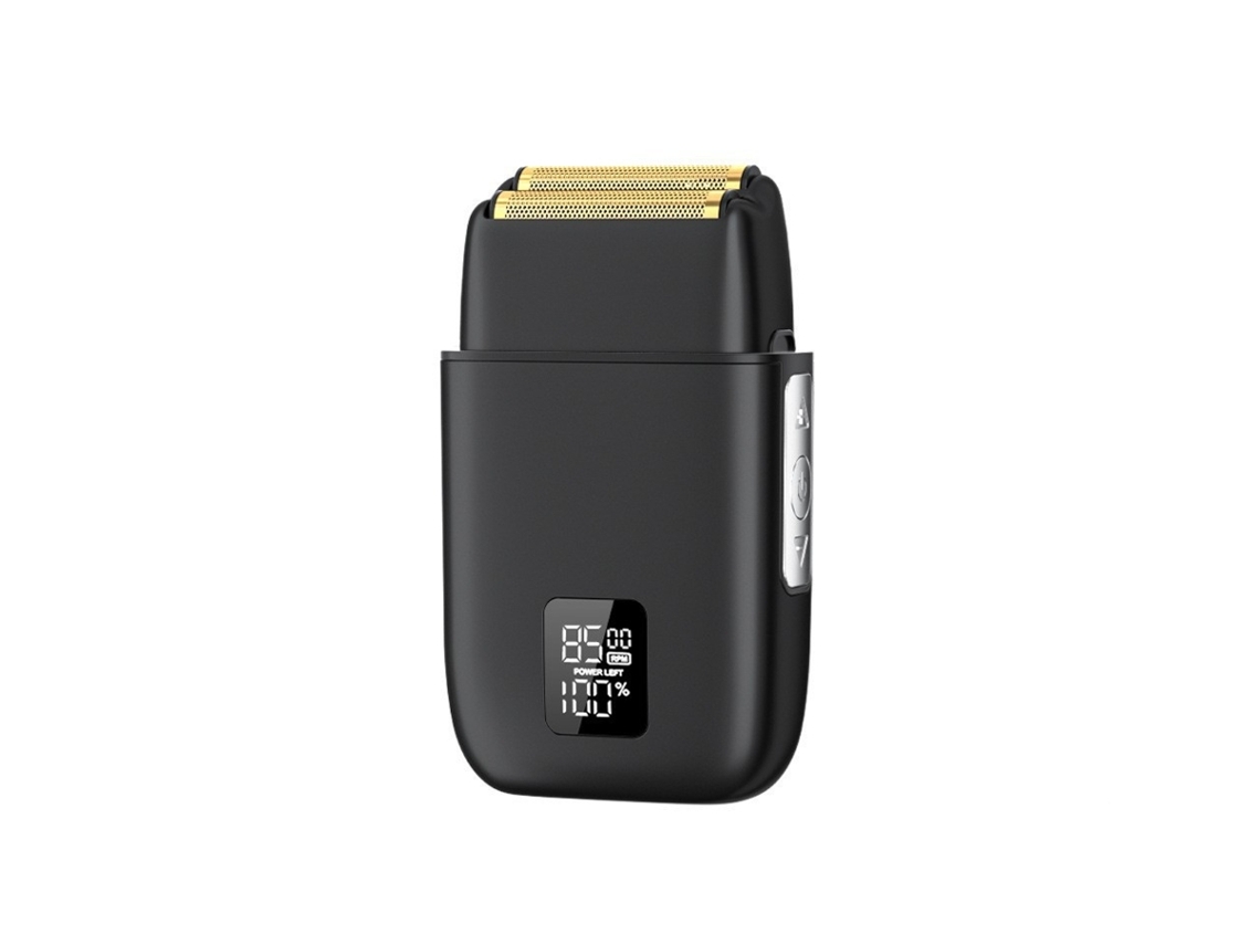 Barbeador Elétrico 3 Velocidades Lâminas Flutuantes Duplas Úmido E Seco Display Led Usb Preto Yunzii