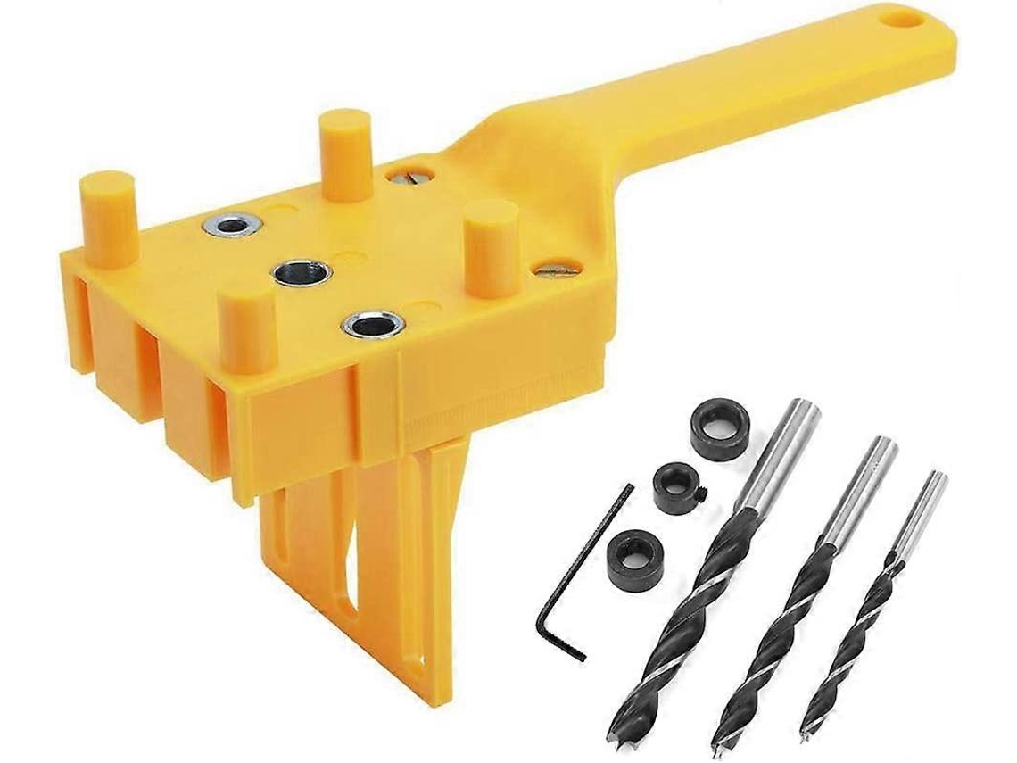 Kit de Perforación para Tahonas 6/8/10mm Guía de Taladro Ajustable para Madera Herramienta Portátil de Carpintería