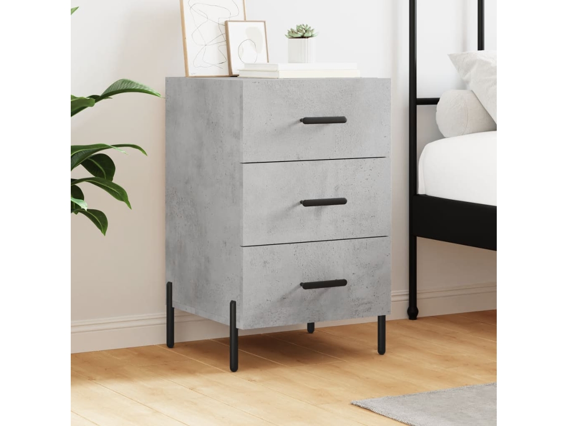 Vidaxl Mesa De Cabeceira 40x40x66 Cm Derivados Madeira Cinza Cimento