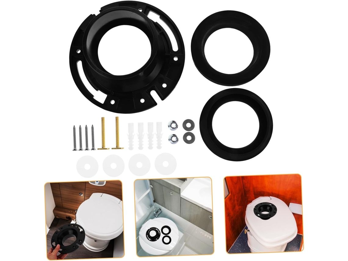 Kit de vedação para copo sanitário de autocaravana, anel de vedação em ABS preto.