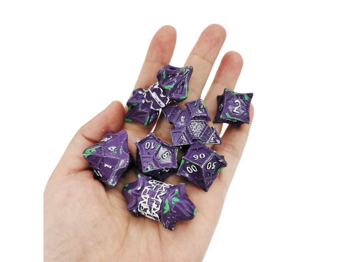 Mali conjunto de 7 Dados de Metal Liga Design Pinwheel para Rpg e Jogos de Mesa Colecionáveis
