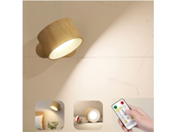 Candeeiro De Parede Led Recarregável Via Usb – Luz De Leitura De Cabeceira Com Controlo Por Toque – Acabamento Em Efeito Madeira