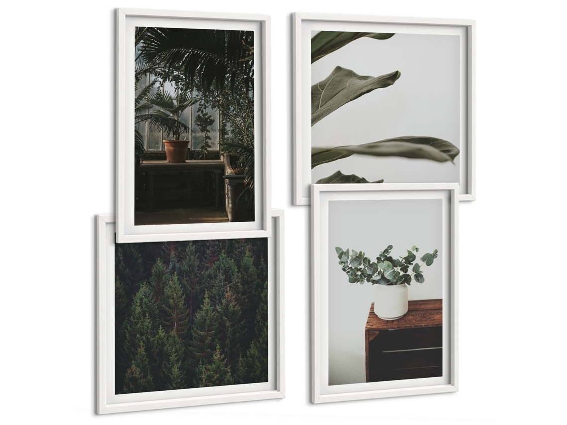 Pinturas Murais Modernas Ponte, Floresta, Lago, Barcos, Montanhas Moldura Branca Imagens Para Um Quarto Infantil Espelharte (conjunto De 4 Imagens)