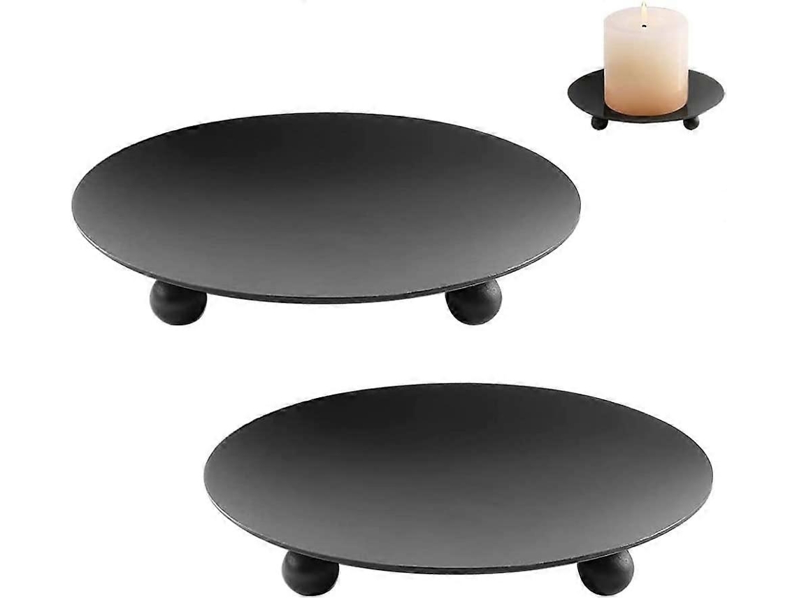 Omni portavasos de Vela Negros 2 Piezas para Decoración de Salón/comedor, Diseño Moderno Y Retro, Estable Y Práctico
