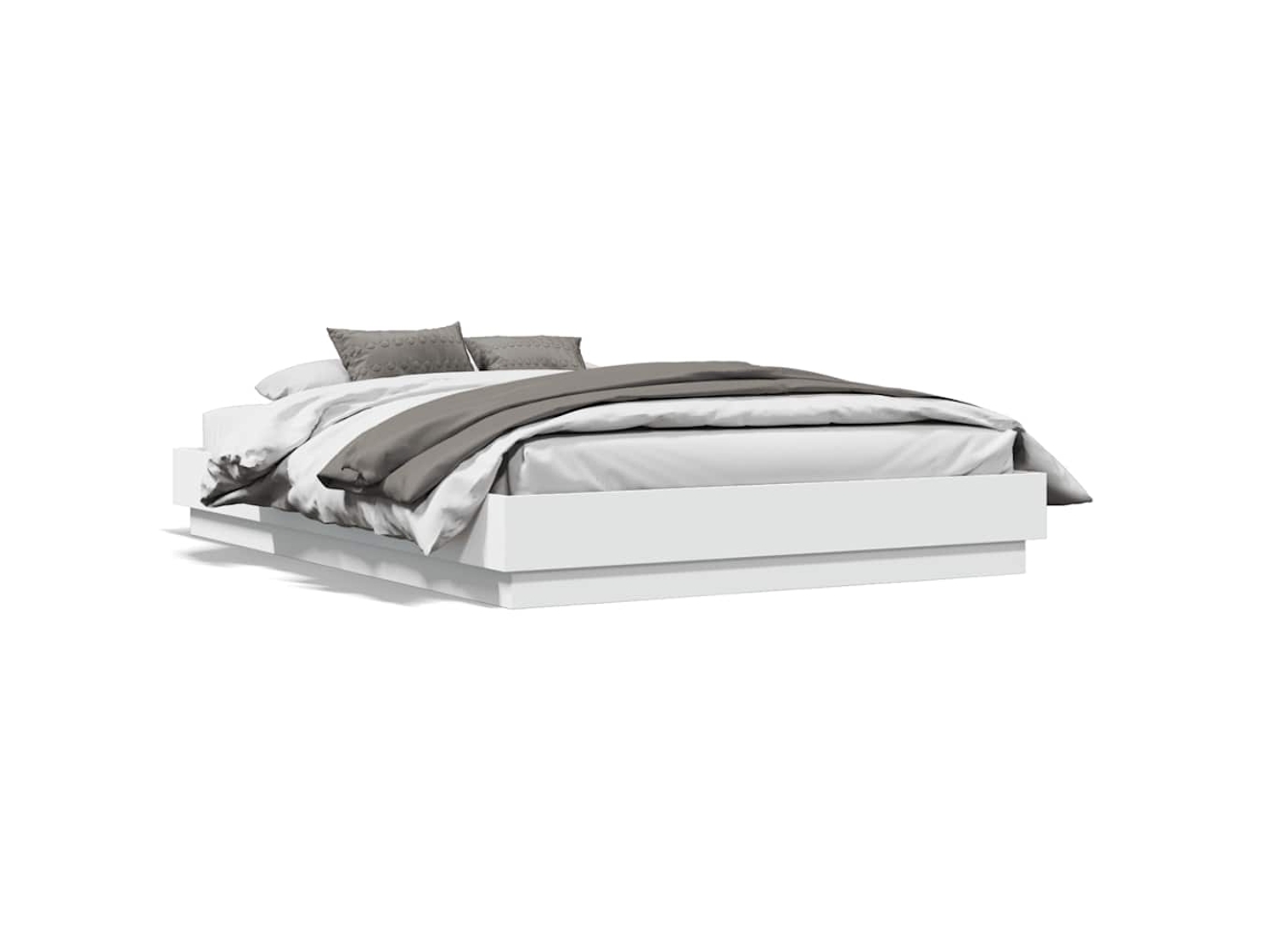 Bed Frame, Bed Frames Vidaxl Branco Madeira Processada (140 X 190 Cm)