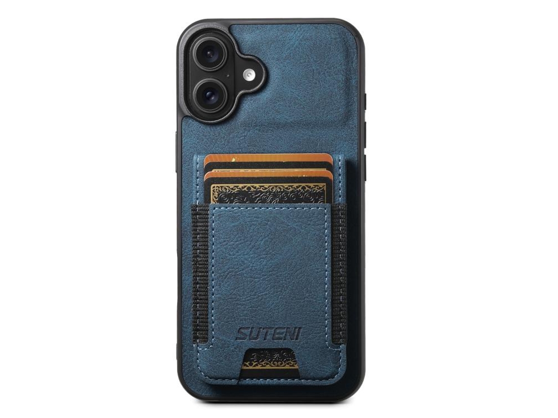 Capa Para Iphone 17 - Couro Cor Lichia Com Compartimentos Para Cartões E Suporte