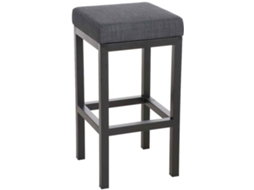 Banqueta de bar X1 com apoio para os pés, design simples, altura do assento de 85 cm, tecido cinza escuro e estrutura de metal preto 10_0005413