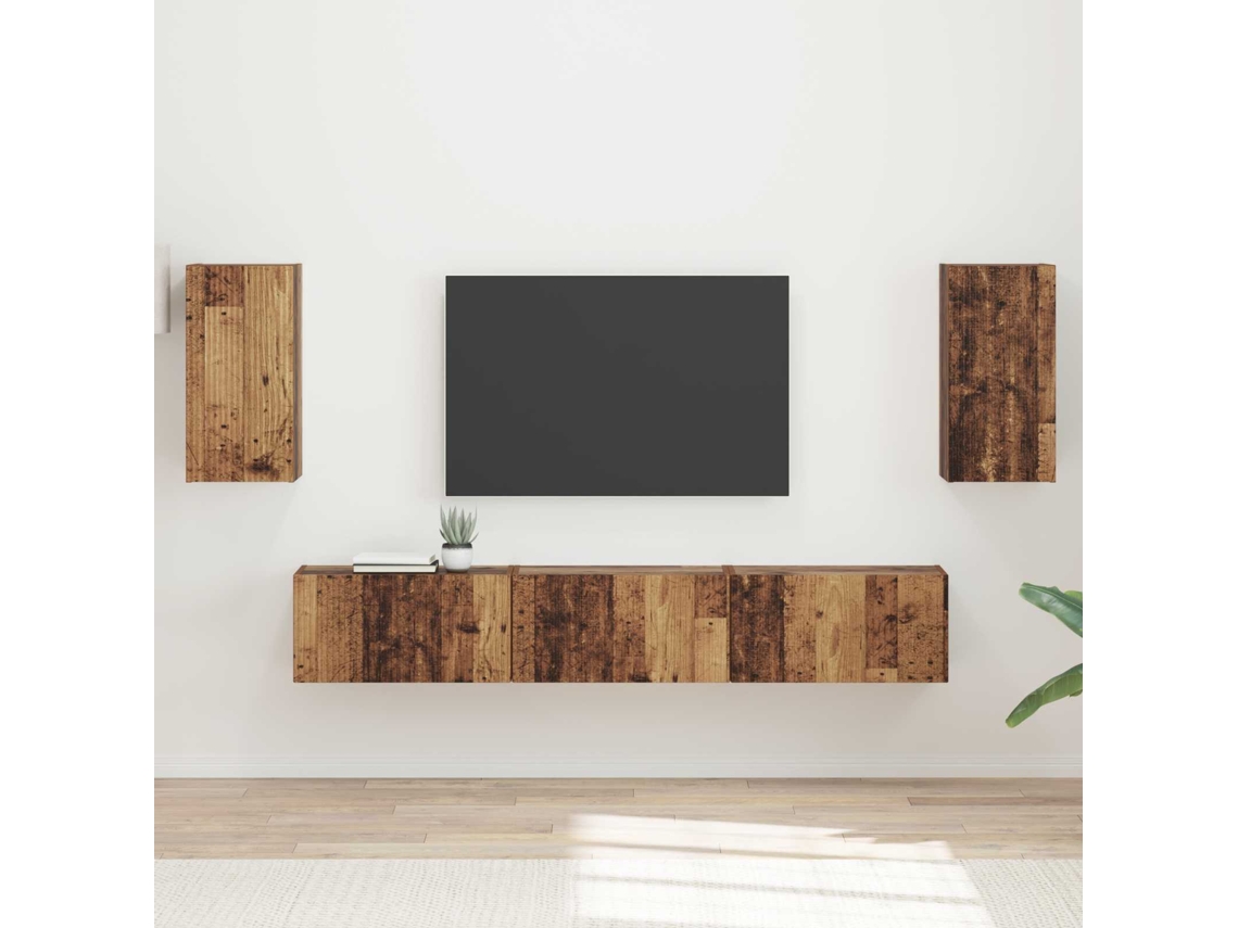 Vidaxl Conjunto de Móvel de Tv 5 Pcs Madeira Antiga Madeira Processada