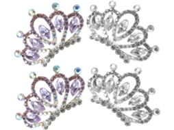 Conjunto De 4 Pentes De Cabelo Em Formato De Coroa, Mini Tiaras Decoradas Com Strass.