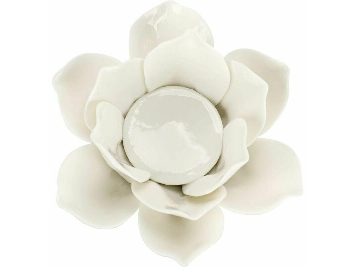 Este Suporte De Vela De Cerâmica Em Formato De Lótus (11,4 Cm De Diâmetro, Caixa De Presente Inclusa) É Adequado Para Decorações E Casamentos.