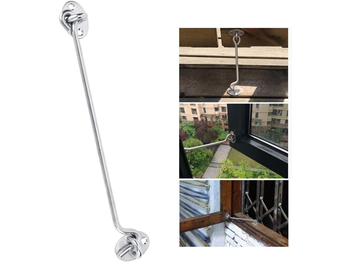Fecho De Porta Yosoo Em Aço Inoxidável Maciço Para Janelas E Portas Celeiro, 3 Ganchos De 25cm Para Portas Correr