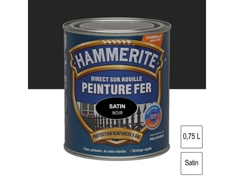 Tinta Hammerita Ferro Acetinado 0,75 L Preto Gliceroftálico Hammerite