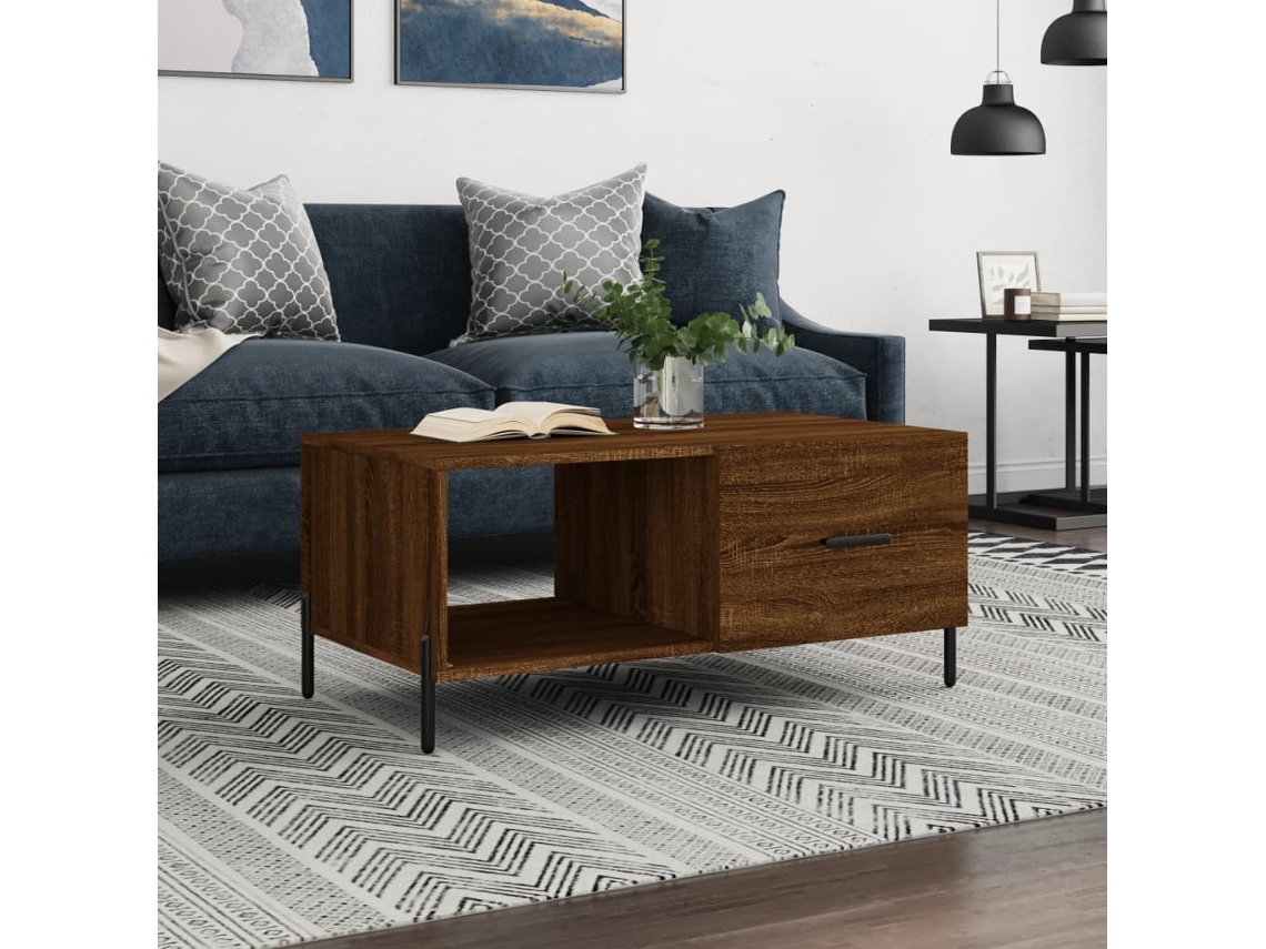 Vidaxl Mesa Centro 90x50x40 Cm Derivados De Madeira Carvalho Castanho
