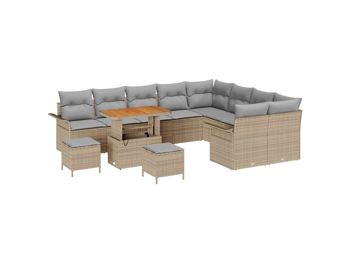 Maison Exclusive - Conjunto De Sofá De Jardim 12 Pcs Bege E Cinza Claro