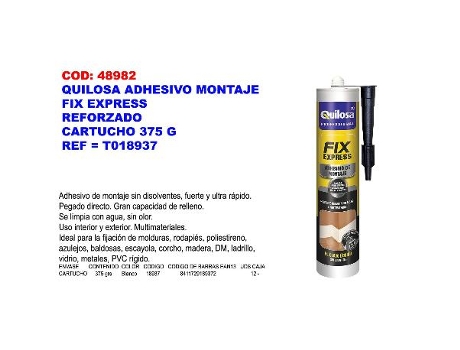 Quilosa adhesivo montaje fix express refor. cart.375 gr t018937
