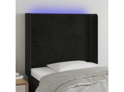 Cabecero con luces LED Terciopelo 93x16x118/128 cm Negro
